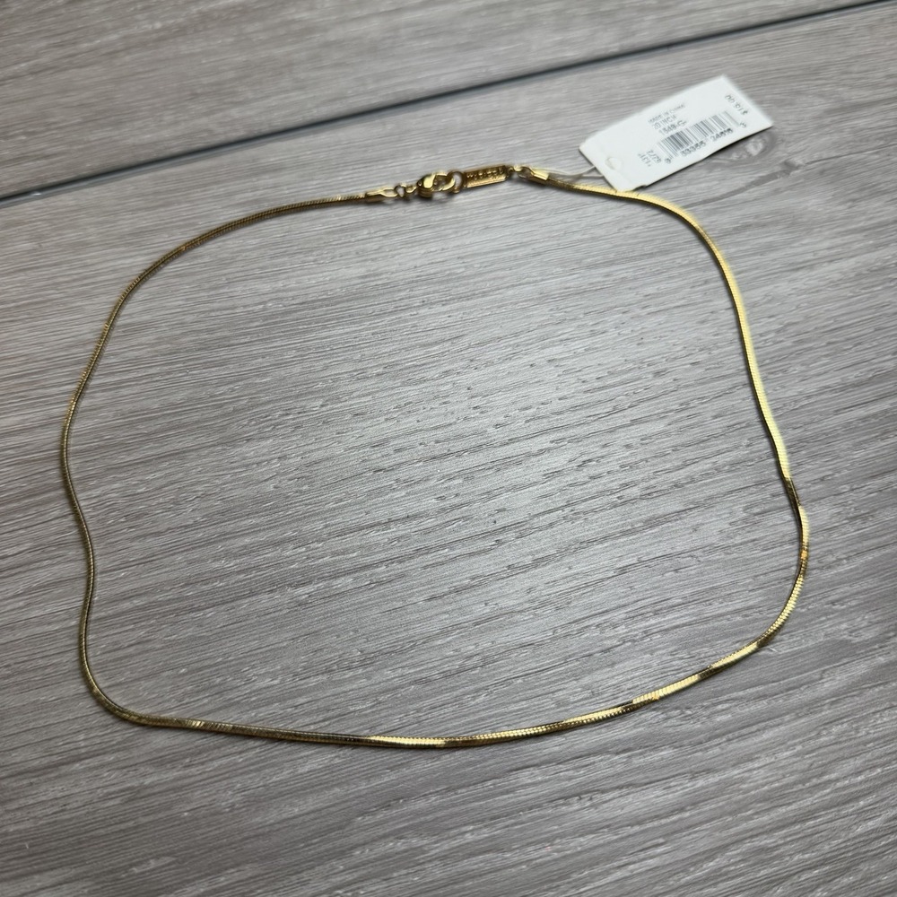 Vintage Napier Gold Tone Herringbone Flat Chain Necklace 20" Signed Statement